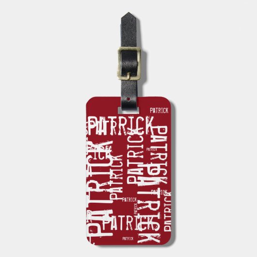Gepersonaliseerde naam patroon typografie bagagelabel (Voorkant verticaal)