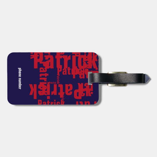 Gepersonaliseerde naam patroon typografie bagagelabel (Achterkant horizontaal)