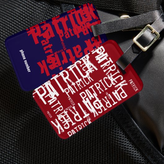 Gepersonaliseerde naam patroon typografie bagagelabel