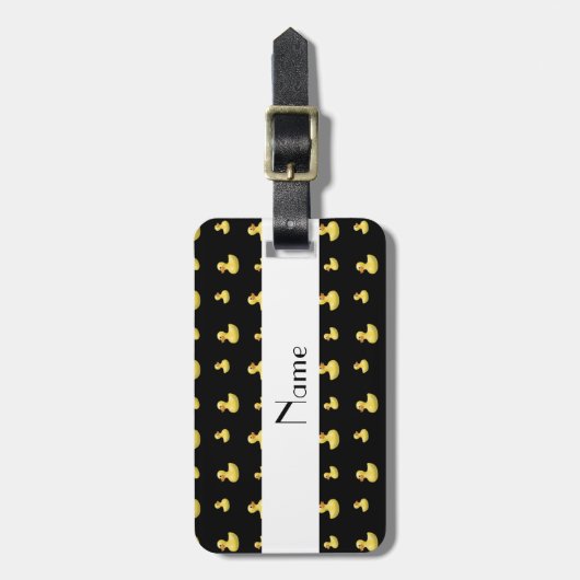 Gepersonaliseerde naam patroon zwarte rubbereend bagagelabel (Voorkant verticaal)
