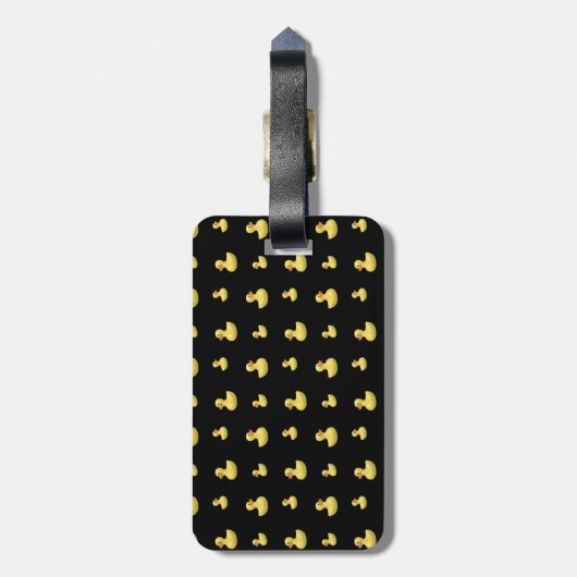 Gepersonaliseerde naam patroon zwarte rubbereend bagagelabel (Achterkant verticaal)