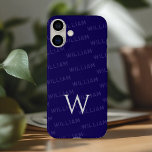 Gepersonaliseerde naam patterned, Eenvoudig Monogr iPhone 16 Plus Hoesje<br><div class="desc">Deze gestroomlijnde iPhone 16 hoesje biedt een verfijnd monogram met een modern, minimalistisch tintje. Het ontwerp belicht jouw naam in een strak, eenvoudig lettertype en creëert een gepersonaliseerde en stijlvolle look. De eerste letter van de jouw naam wordt prominent weergegeven als een gewaagd monogram, waardoor een vleugje elegantie wordt toegevoegd...</div>