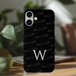 Gepersonaliseerde naam patterned, Eenvoudig Monogr iPhone 16 Plus Hoesje<br><div class="desc">Deze gestroomlijnde iPhone 16 hoesje biedt een verfijnd monogram met een modern, minimalistisch tintje. Het ontwerp belicht jouw naam in een strak, eenvoudig lettertype en creëert een gepersonaliseerde en stijlvolle look. De eerste letter van de jouw naam wordt prominent weergegeven als een gewaagd monogram, waardoor een vleugje elegantie wordt toegevoegd...</div>