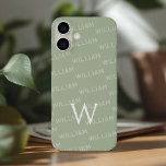 Gepersonaliseerde naam patterned, Eenvoudig Monogr iPhone 16 Plus Hoesje<br><div class="desc">Deze gestroomlijnde iPhone 16 hoesje biedt een verfijnd monogram met een modern, minimalistisch tintje. Het ontwerp belicht jouw naam in een strak, eenvoudig lettertype en creëert een gepersonaliseerde en stijlvolle look. De eerste letter van de jouw naam wordt prominent weergegeven als een gewaagd monogram, waardoor een vleugje elegantie wordt toegevoegd...</div>