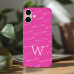 Gepersonaliseerde naam patterned, Eenvoudig Monogr iPhone 16 Plus Hoesje<br><div class="desc">Deze gestroomlijnde iPhone 16 hoesje biedt een verfijnd monogram met een modern, minimalistisch tintje. Het ontwerp belicht jouw naam in een strak, eenvoudig lettertype en creëert een gepersonaliseerde en stijlvolle look. De eerste letter van de jouw naam wordt prominent weergegeven als een gewaagd monogram, waardoor een vleugje elegantie wordt toegevoegd...</div>