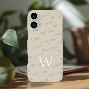 Gepersonaliseerde naam patterned, Eenvoudig Monogr iPhone 16 Plus Hoesje