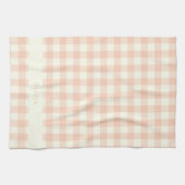 Gepersonaliseerde naam Peach Gingham Check Plaid R Theedoek (Horizontaal)