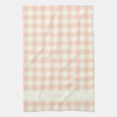 Gepersonaliseerde naam Peach Gingham Check Plaid R Theedoek (Verticaal)