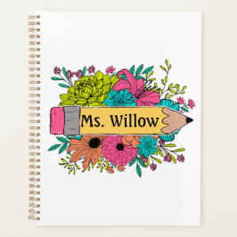 Gepersonaliseerde naam Pencil Wild Flowers Planner