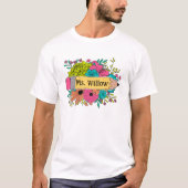 Gepersonaliseerde naam Pencil Wild Flowers T-shirt (Voorkant)
