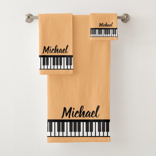 Gepersonaliseerde NAAM Pianist Piano Keys Bad Handdoek (Insitu)