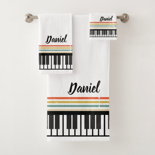 Gepersonaliseerde NAAM Pianist Piano Keys Bad Handdoek (Insitu)