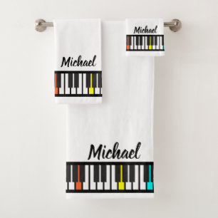 Gepersonaliseerde NAAM Pianist Piano Keys Bad Handdoek