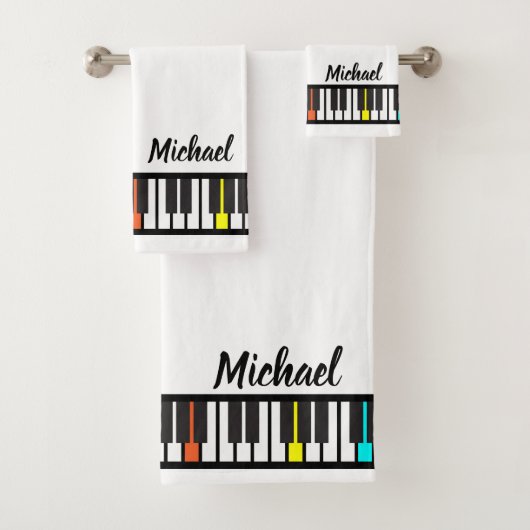 Gepersonaliseerde NAAM Pianist Piano Keys Bad Handdoek (Insitu)