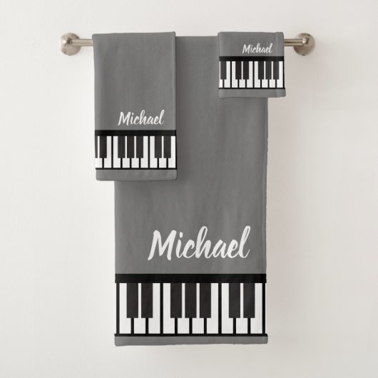 Gepersonaliseerde NAAM Pianist Piano Keys Bad Handdoek (Insitu)
