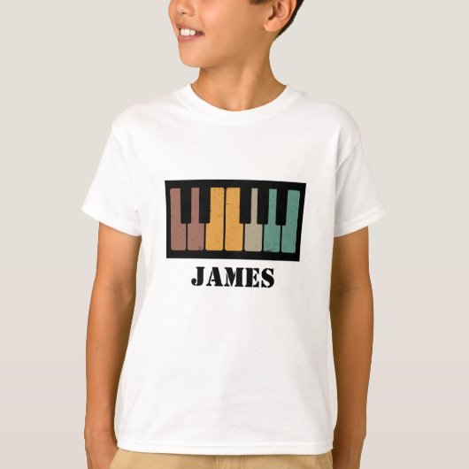 Gepersonaliseerde naam Pianist Piano Keys T-shirt (Voorkant)