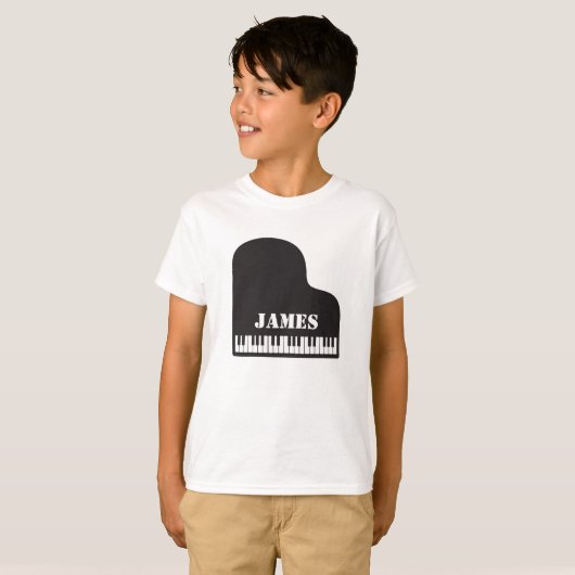 Gepersonaliseerde naam Pianist Piano Keys T-shirt (Voorkant volledig)