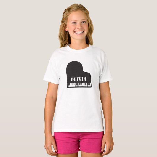 Gepersonaliseerde naam Pianist Piano Keys T-shirt (Voorkant volledig)