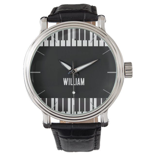 Gepersonaliseerde naam Piano Keyboard Musician's Horloge (Voorkant)