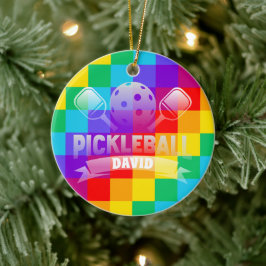 Gepersonaliseerde naam Pickle Ball Pride Keramisch Ornament
