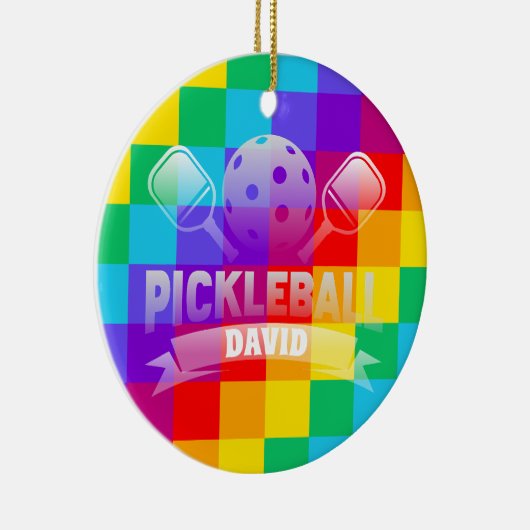 Gepersonaliseerde naam Pickle Ball Pride Keramisch Ornament (Rechts)