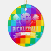 Gepersonaliseerde naam Pickle Ball Pride Keramisch Ornament (Links)
