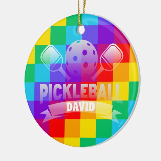 Gepersonaliseerde naam Pickle Ball Pride Keramisch Ornament (Links)