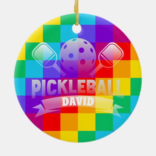 Gepersonaliseerde naam Pickle Ball Pride Keramisch Ornament (Achterkant)
