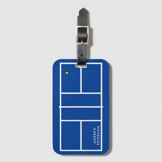 Gepersonaliseerde naam Pickleball Court Blue Bagagelabel (Voorkant (verticaal))