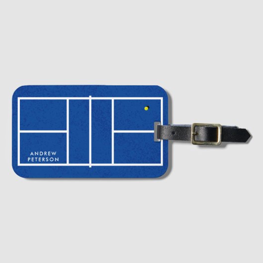 Gepersonaliseerde naam Pickleball Court Blue Bagagelabel (Voorkant (horizontaal))