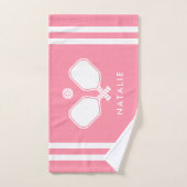 Gepersonaliseerde naam Pickleball Pink Stripes Handdoek (Handdoek)