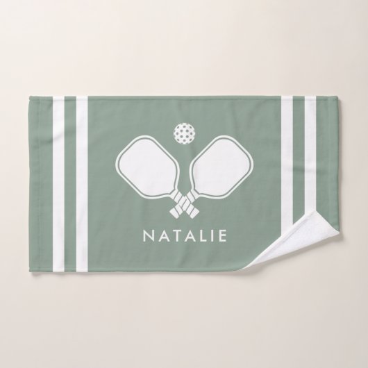 Gepersonaliseerde naam Pickleball Sage Groene stre Handdoek (Handdoek)