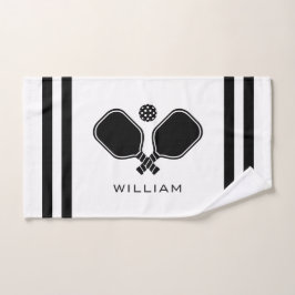Gepersonaliseerde naam Pickleball White Stripes Handdoek