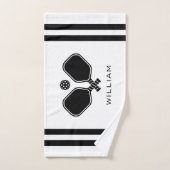 Gepersonaliseerde naam Pickleball White Stripes Handdoek (Handdoek)