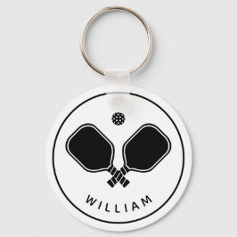 Gepersonaliseerde naam Pickleball Wit & Zwart Sleutelhanger