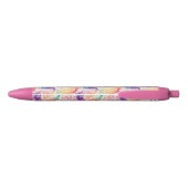 Gepersonaliseerde naam Pink Aqua Blue Paisley Feat Zwarte Inkt Pen (Achterkant)