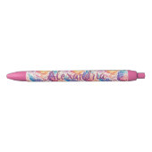 Gepersonaliseerde naam Pink Aqua Blue Paisley Feat Zwarte Inkt Pen (Voorkant)