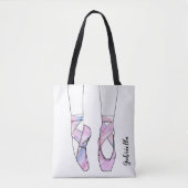 Gepersonaliseerde naam Pink Ballet Tote Bag (Voorkant)