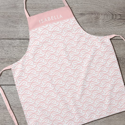 Gepersonaliseerde naam Pink Bow All-Over Print Sch Schort
