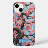 Gepersonaliseerde naam Pink Cherry Blossom Case-Mate iPhone Case (Achterkant)