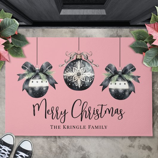 Gepersonaliseerde naam Pink Christmas Deurmat