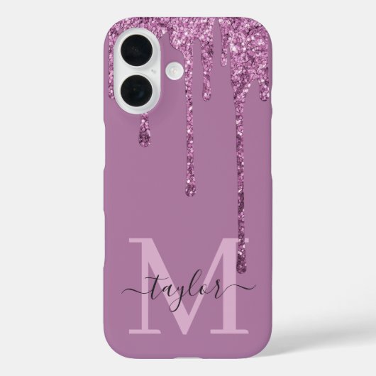 Gepersonaliseerde naam Pink Fake Glitter Drip Mono Case-Mate iPhone Case (Achterkant)