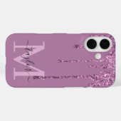 Gepersonaliseerde naam Pink Fake Glitter Drip Mono Case-Mate iPhone Case (Achterkant (horizontaal))