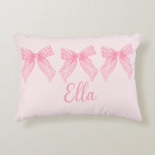 Gepersonaliseerde naam Pink Gingham Coquette Bow P Accent Kussen (Voorkant)