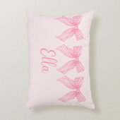 Gepersonaliseerde naam Pink Gingham Coquette Bow P Accent Kussen (Voorkant(Verticaal))
