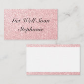 Gepersonaliseerde naam Pink Glitter Get Well Soon  Notitiekaartje (Voorkant / Achterkant)