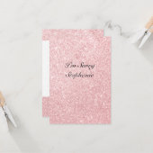 Gepersonaliseerde naam Pink Glitter Het spijt me K Kaart (Voorkant / Achterkant in situ)