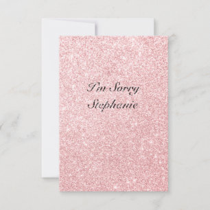 Gepersonaliseerde naam Pink Glitter Het spijt me K Kaart