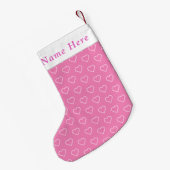 Gepersonaliseerde naam Pink Hearts Christmas Stock Kleine Kerstsok (Achterkant (Hangend))