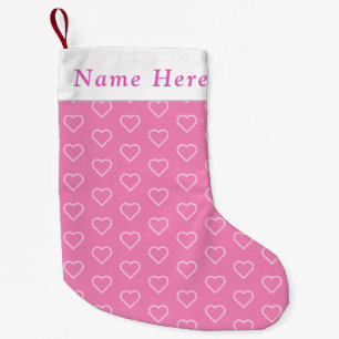 Gepersonaliseerde naam Pink Hearts Christmas Stock Kleine Kerstsok